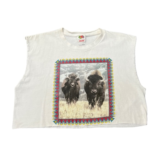 Vintage Tops - Vintage 90s Southwestern Buffalo Crop Top